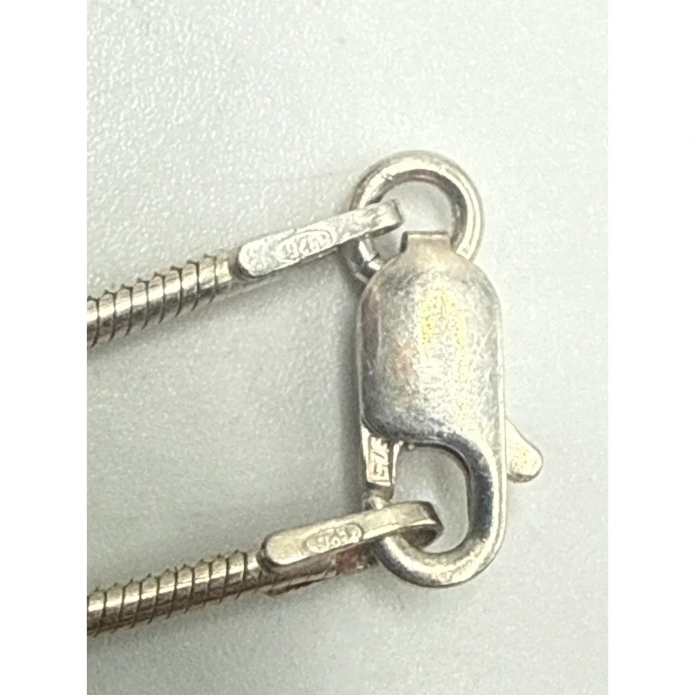 Sterling Silver 925 Open Heart Pendant‎ Snake Chain Necklace 18 Inch